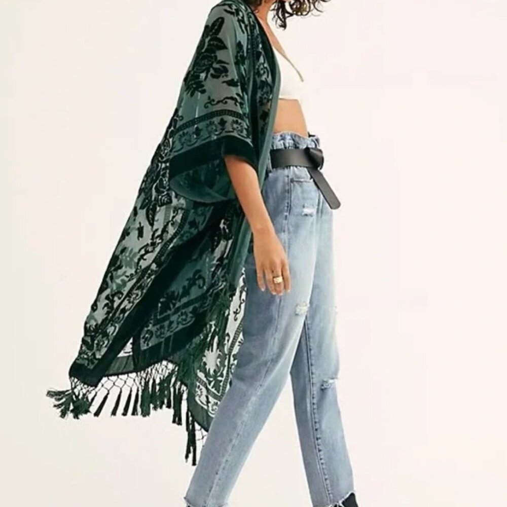NEW Free People Nightbird Burnout Kimono